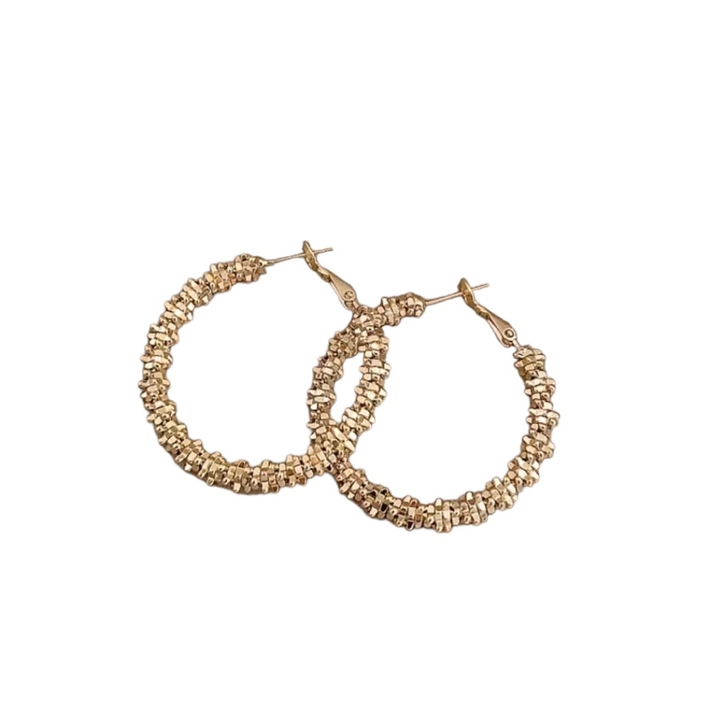 18K Gold Plated Sparkle Chunky Gold Hoops